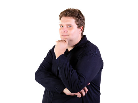 Plus Size Man In Studio Photos With White Background