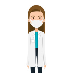 Fototapeta premium doctor female using face mask isolated icon vector illustration design