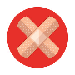 adhesive cure bands in frame circular isolated icon vector illustration design