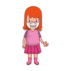 cute girl using face mask isolated icon vector illustration design