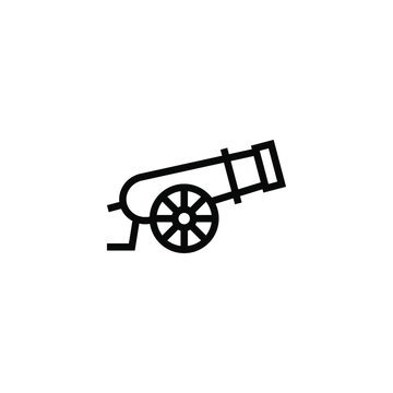 recommend clip art: Cannon vector icon  in linear, outline style isolated on white background 