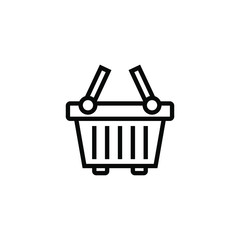 Empty shopping basket vector icon in linear, outline style isolated on white background 