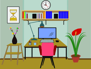 Home office, Vector, Layers Cut.
