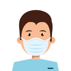 male paramedic using face mask isolated icon vector illustration design
