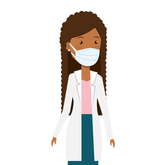 doctor female afro using face mask isolated icon vector illustration design