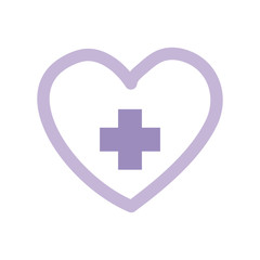 Obraz premium Heart with cross flat style icon vector design