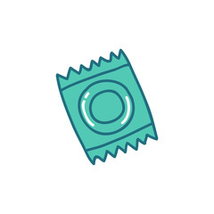 condom doodle icon, vector illustration