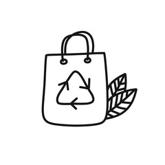 eco bag doodle icon, vector illustration