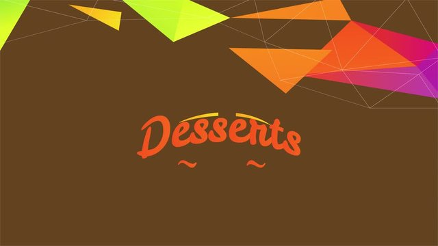Slow Motion Scale And Spin Motion Graphics Of Cool Pastry Menu Design With An Abstract Arc Formed With 3D Fluorescent Triangles Tearing Apart And A Small Cupcake In The Middle