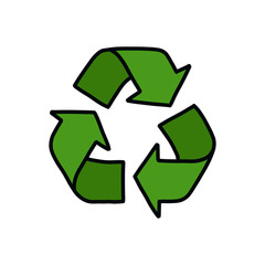 Obraz premium recycling symbol doodle icon, vector illustration
