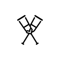 Crutches couple icon  in black flat design icon, isolated on white background