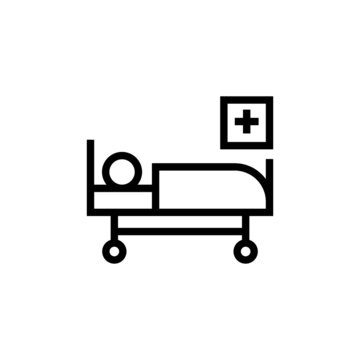 recommend clip art: Hospital bed icon vector in linear, outline style, isolated on white background