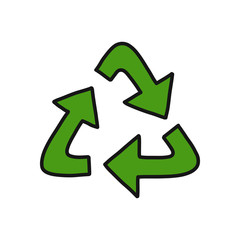 recycling symbol doodle icon, vector illustration