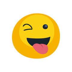 wink emoji face flat style icon vector design
