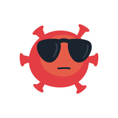Emoji covid 19 virus with glasses flat style icon vector design