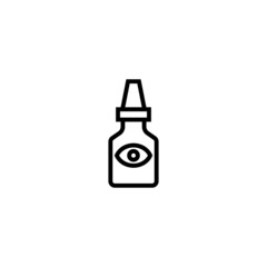 Eye drops vector icon in linear, outline style isolated on white background