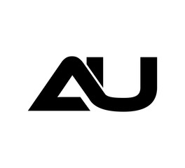 Initial 2 letter Logo Modern Simple Black AU - obrazy, fototapety, plakaty