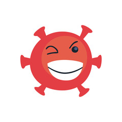 smile emoji covid 19 virus flat style icon vector design