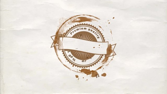 Inertial Bounce And Spin Effect Animation Of Retro Coffee Product Design Created Inside Round Stains Left By An Overflowing Mug With Vintage Typography