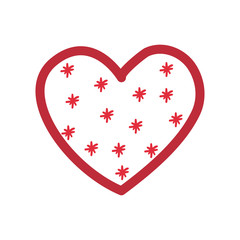 Heart with stars flat style icon vector design