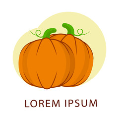 Pumpkins color logo vector. Orange pumpkin vector illustration. Autumn halloween or thanksgiving pumpkin, vegetable graphic icon