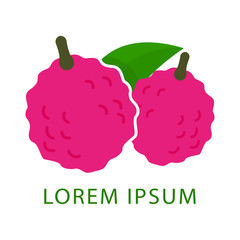 Vector illustration of lychee. tropical fruit. Flat illustration of lychees fruit vector icon for web design