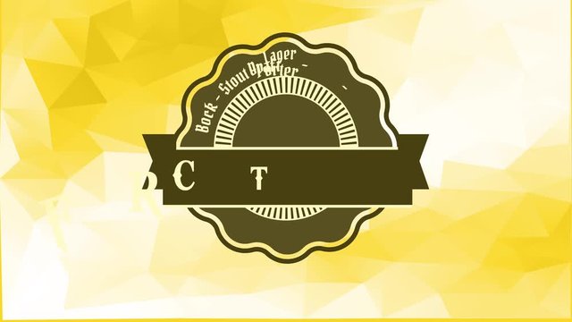 Bouncing Flat Elements Forming Rock And Roll Design Of A Beerhouse Using Old Fashioned Typography Over A 3D Yellow Setting