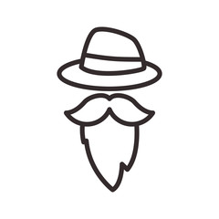 Mustache beard and hat line style icon vector design