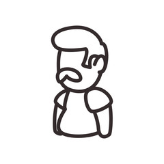 Avatar man with mustache line style icon vector design