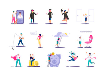 Set of people for financial infographics