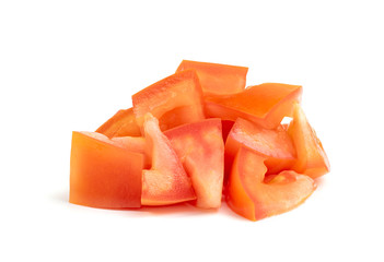 diced tomato isolated on white background
