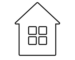 House - linear stylized vector illustration for logo or pictogram. Linear simple one-story house with a window - icon or sign. Outline.
