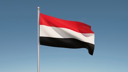Fototapeta na wymiar Yemen Flag Waving
