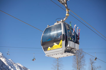 Mountain ski lift to the top.