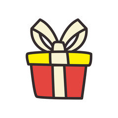 Gift with bowtie flat style icon vector design