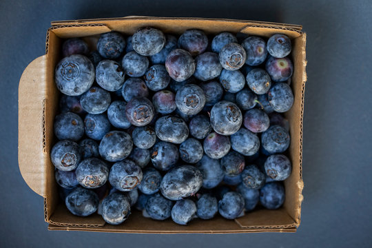 box of fresh blueberries