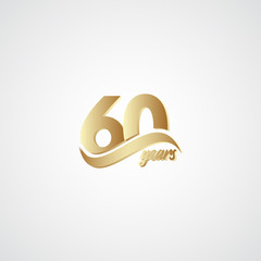 60 Years Anniversary Celebration Elegant Gold Logo Vector Template Design Illustration