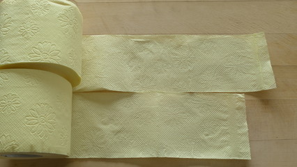 yellow toilet paper