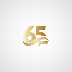 65 Years Anniversary Celebration Elegant Gold Logo Vector Template Design Illustration