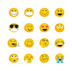Emojis faces flat style icon set vector design