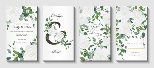 Beautiful background with flowers. Wedding invitation , watercolor, isolated on white.  Vector illustration. EPS 10 © O.Yu