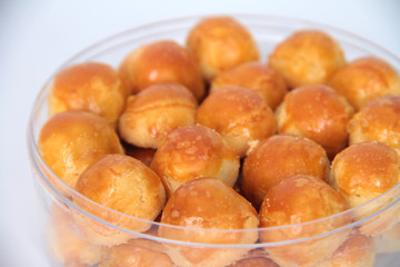 Close up of Pineapple tart, pastries filled with pineapple jam