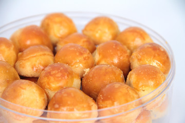 Close up of Pineapple tart, pastries filled with pineapple jam