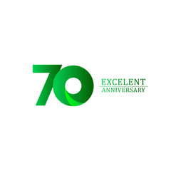 70 Years Excellent Anniversary Celebration Green Logo Vector Template Design Illustration