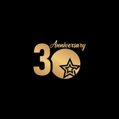 Obraz premium 30 Years Anniversary Celebration Star Gold Logo Vector Template Design Illustration