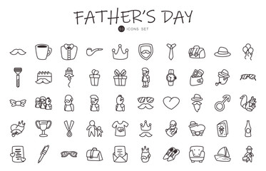 Fathers day line style icon set vector design