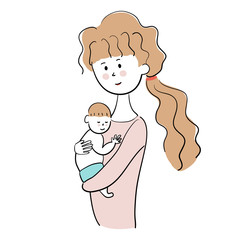 赤ちゃんを抱っこするお母さん