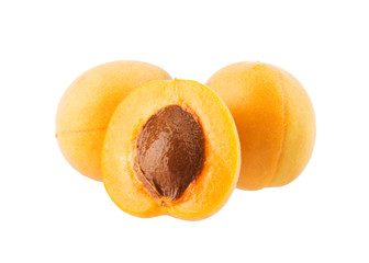 Fresh apricot isolated on white background.