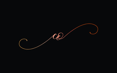 co or c, o Lowercase Cursive Letter Initial Logo Design, Vector Template