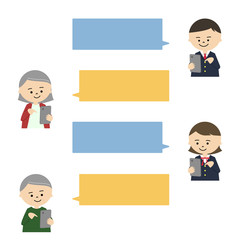 学生　高齢男女　吹き出し　チャット